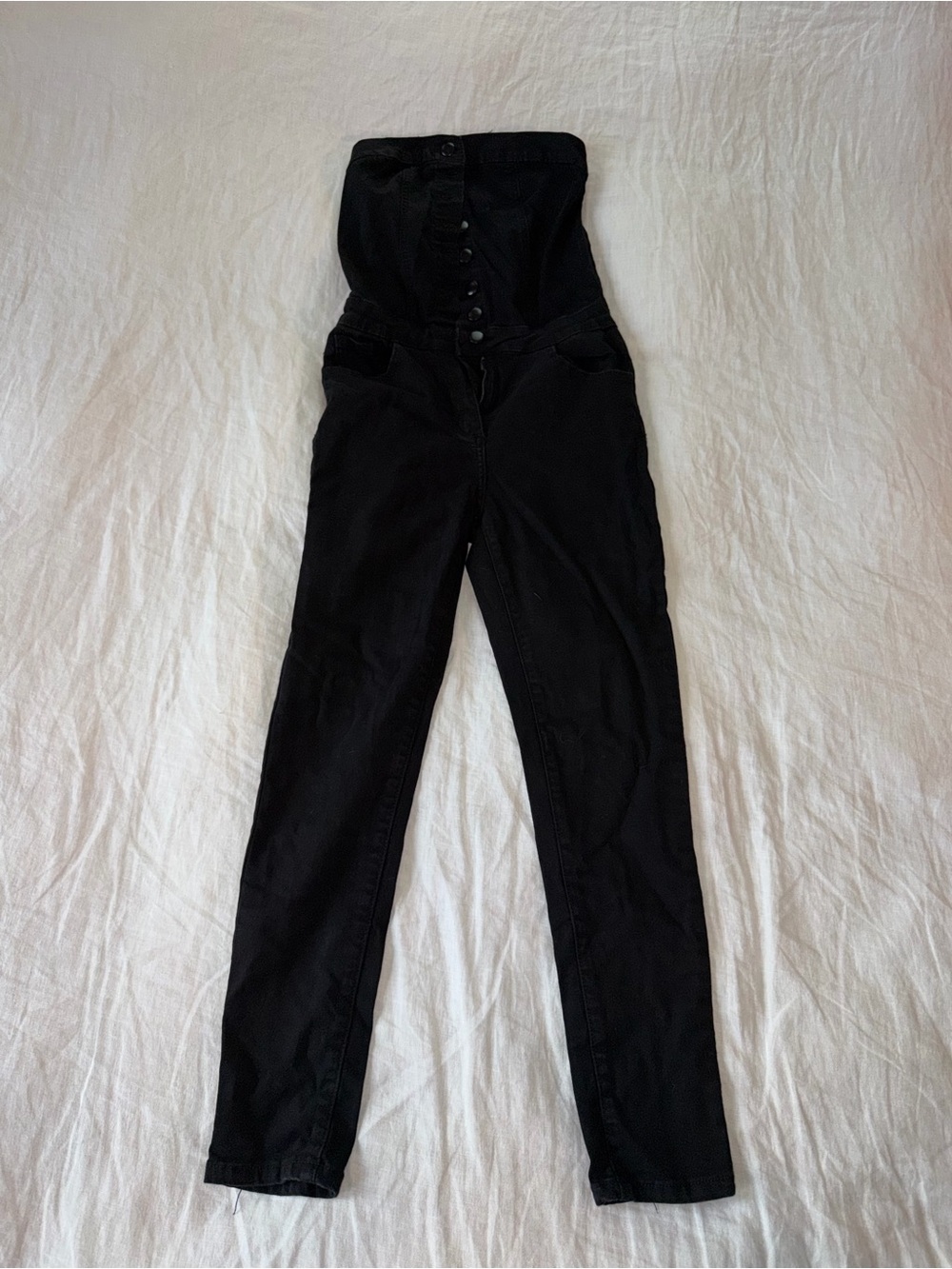 Fashion Nova Black Strapless High-Waist Jumpsuit